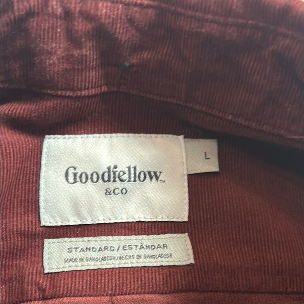 Men's red corduroy longsleeve button down - Picture 3 of 6